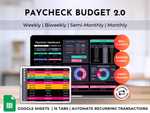 Budget By Paycheck 2.0 Google Sheets Spreadsheet Template - Dark Mode
