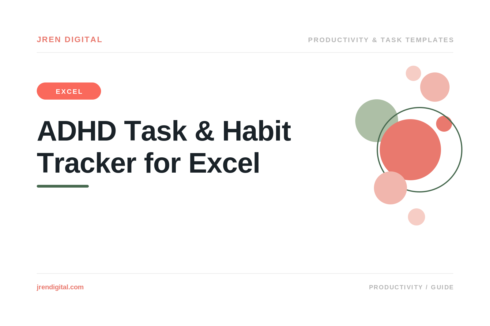 ADHD Task & Habit Tracker for Excel, by JRen Digital