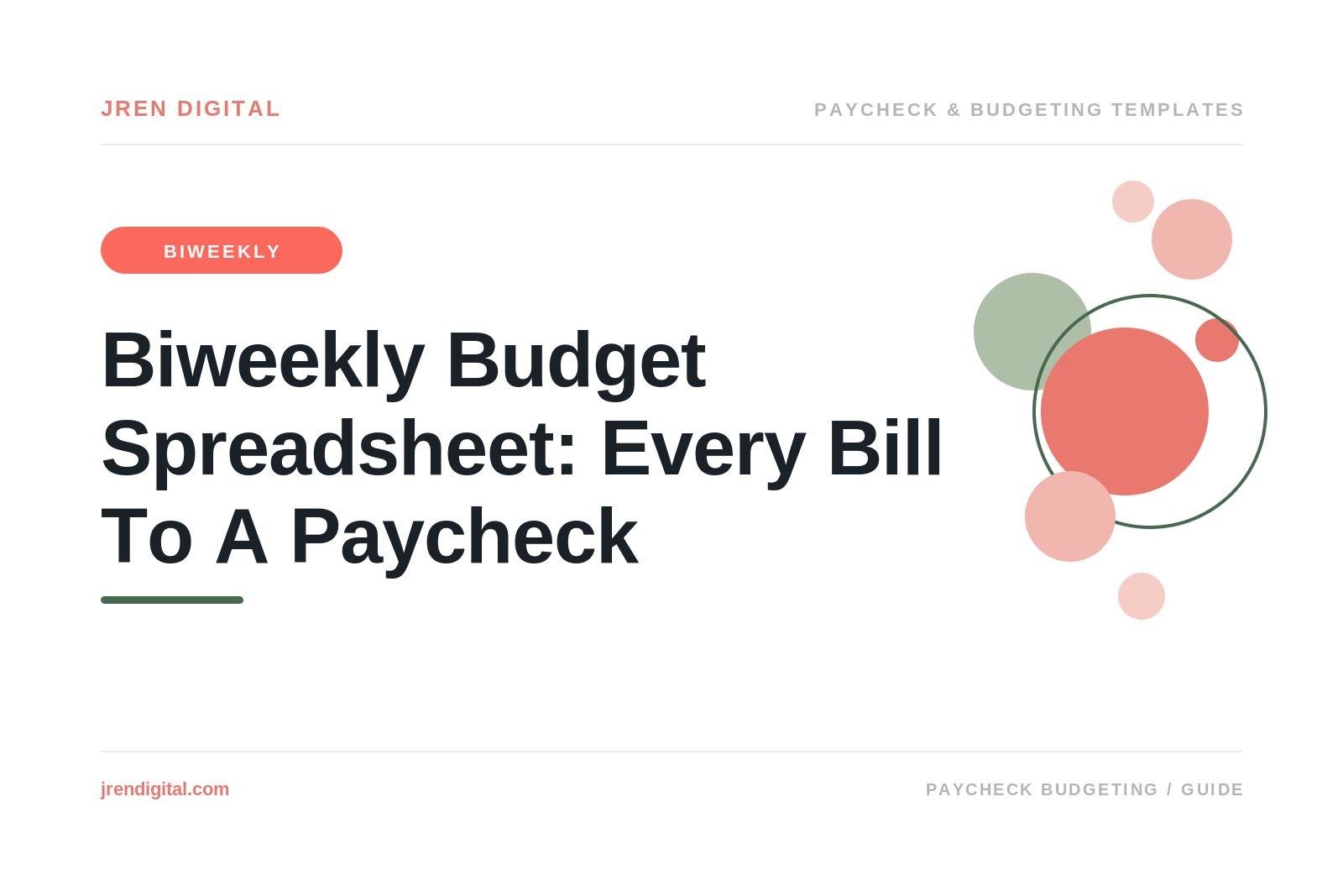 Biweekly Budget Spreadsheet (Bills to Pay), by JRen Digital