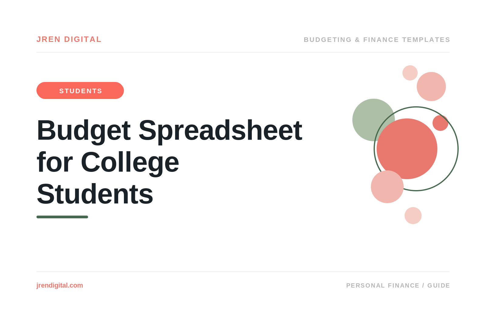Budget Spreadsheet for College Students, by JRen Digital