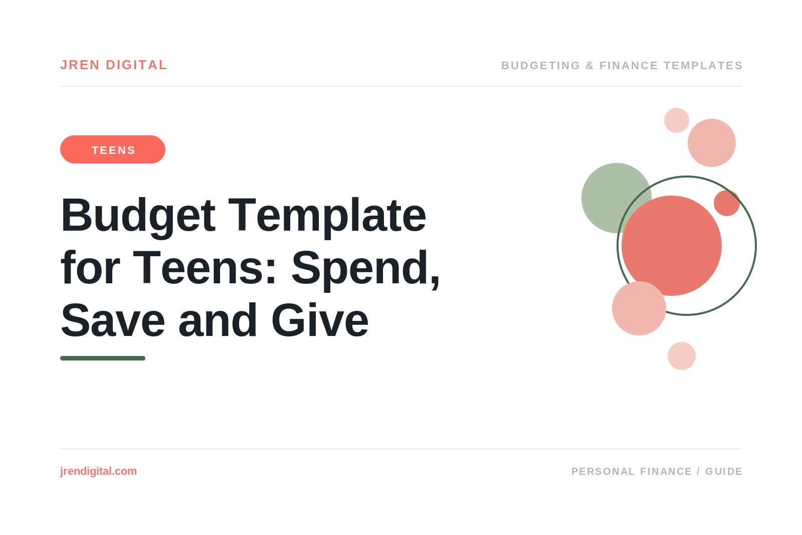 Budget Template for Teens: Spend, Save, Give, by JRen Digital