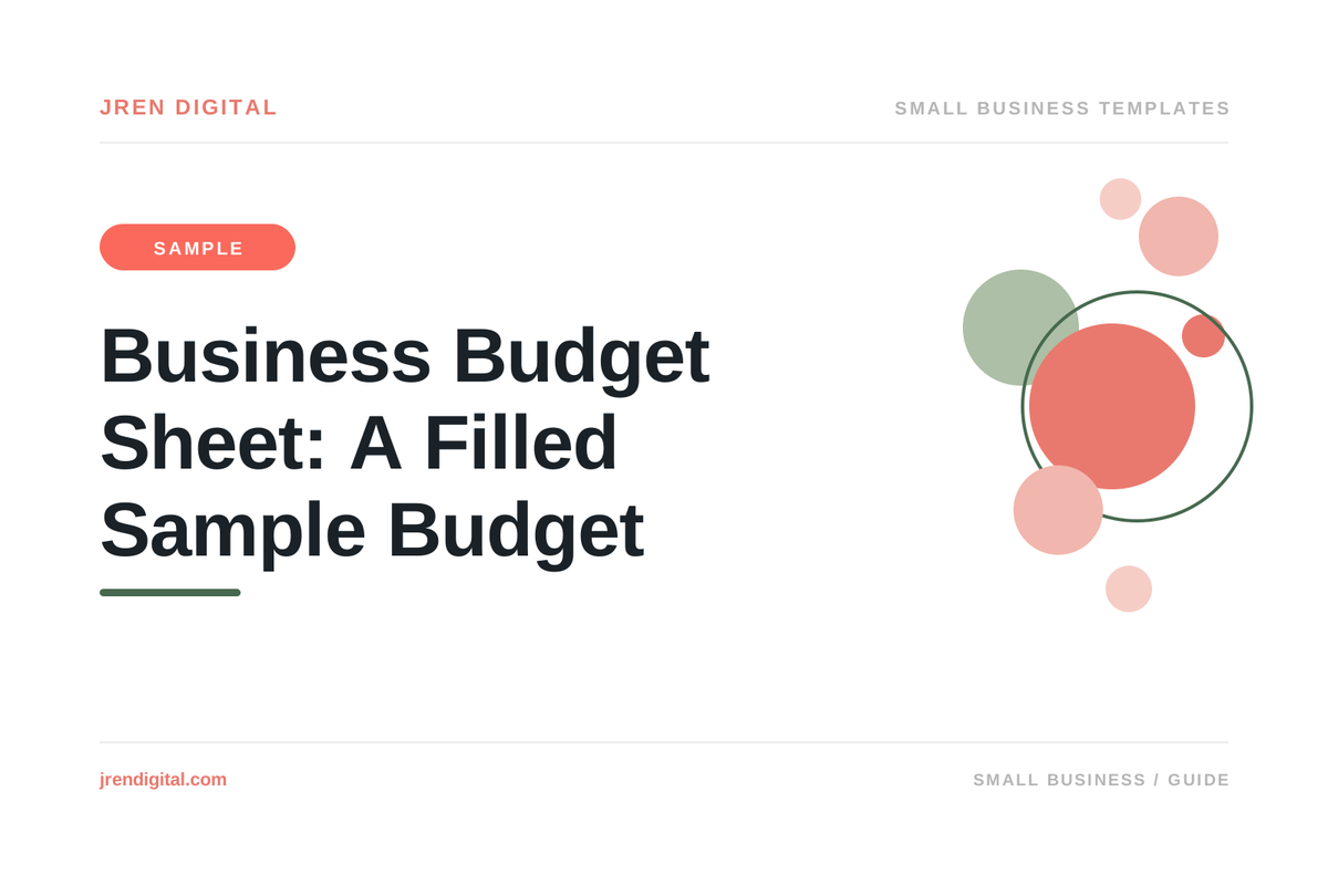 Business Budget Sheet: A Filled Sample Budget, by JRen Digital