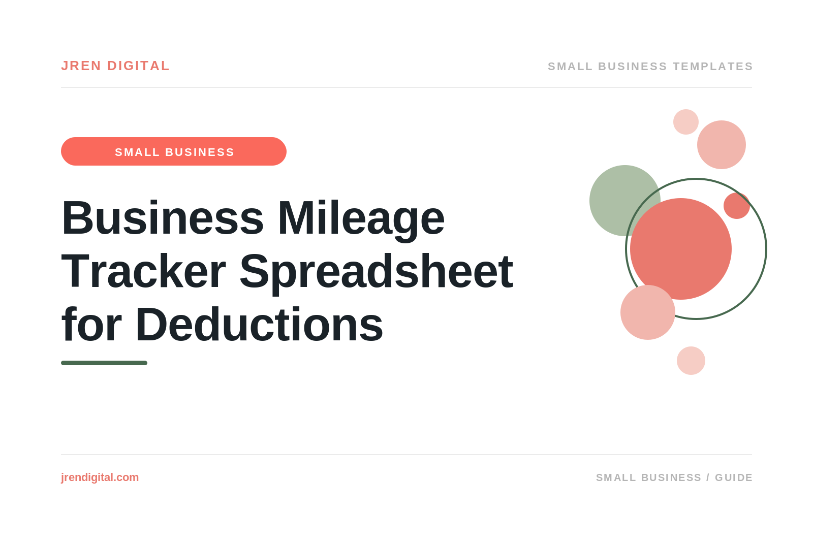 Business Mileage Tracker Spreadsheet for Deductions, by JRen Digital