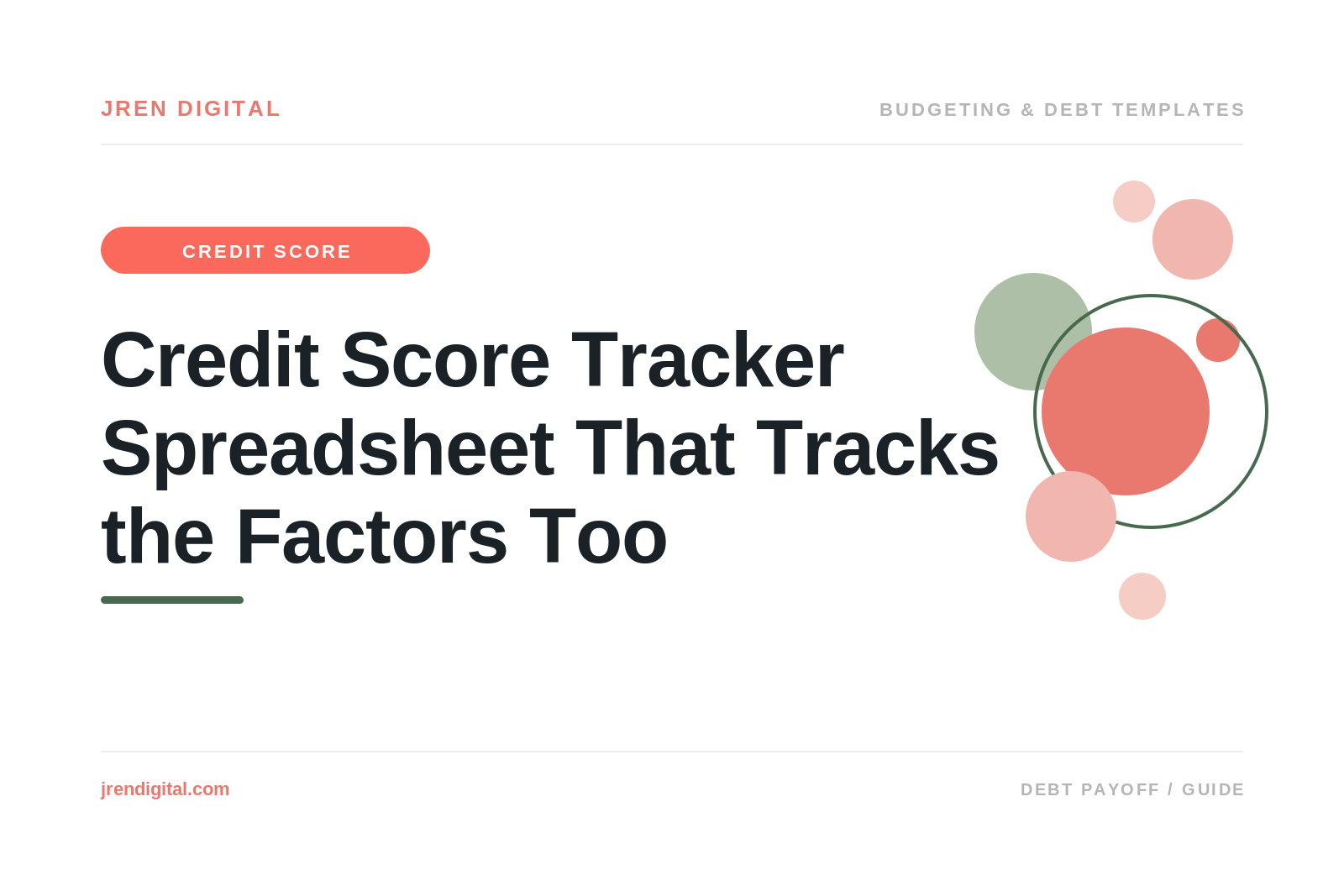 Credit Score Tracker Spreadsheet With the Factors, by JRen Digital