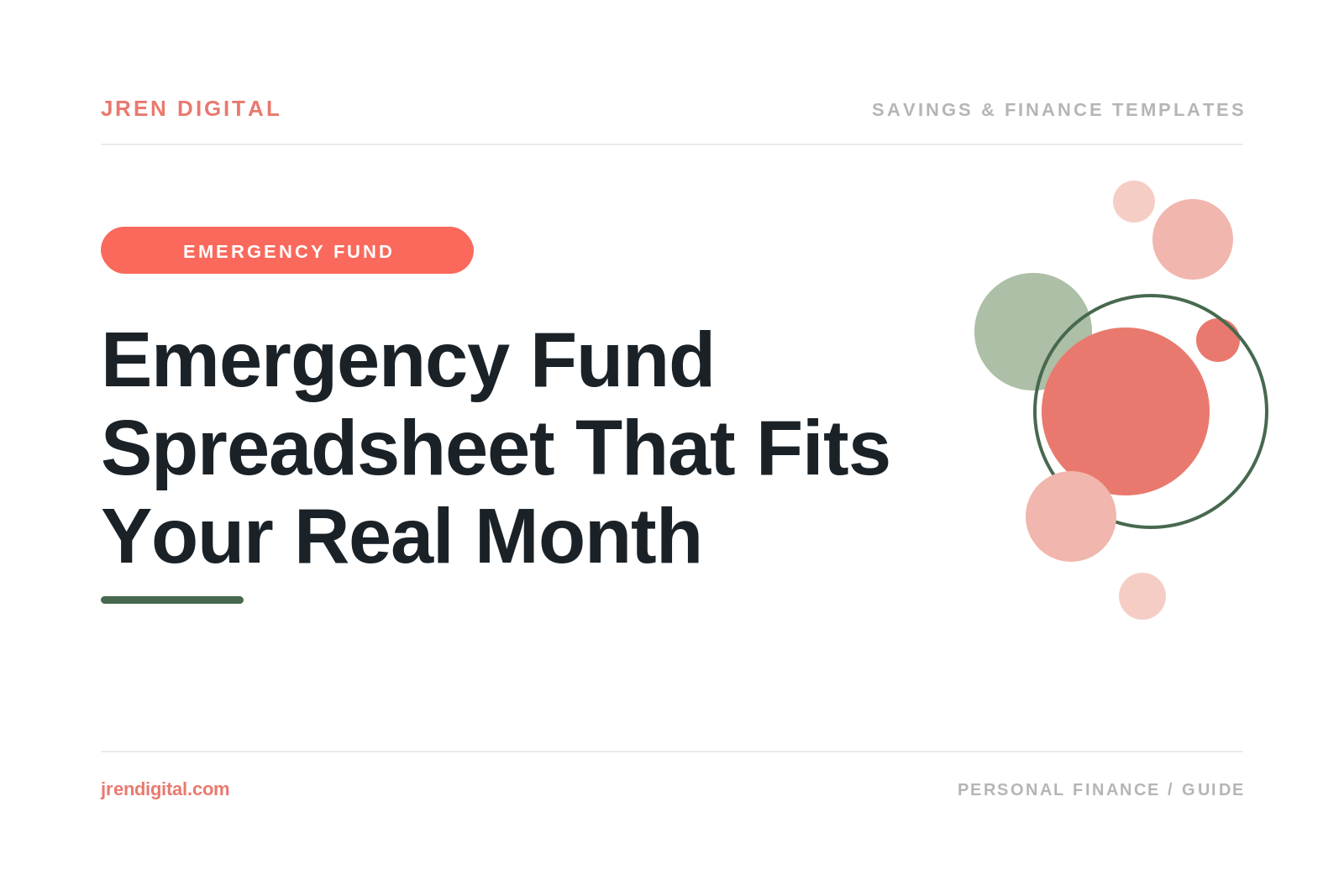 Emergency Fund Spreadsheet That Fits Your Real Month, by JRen Digital