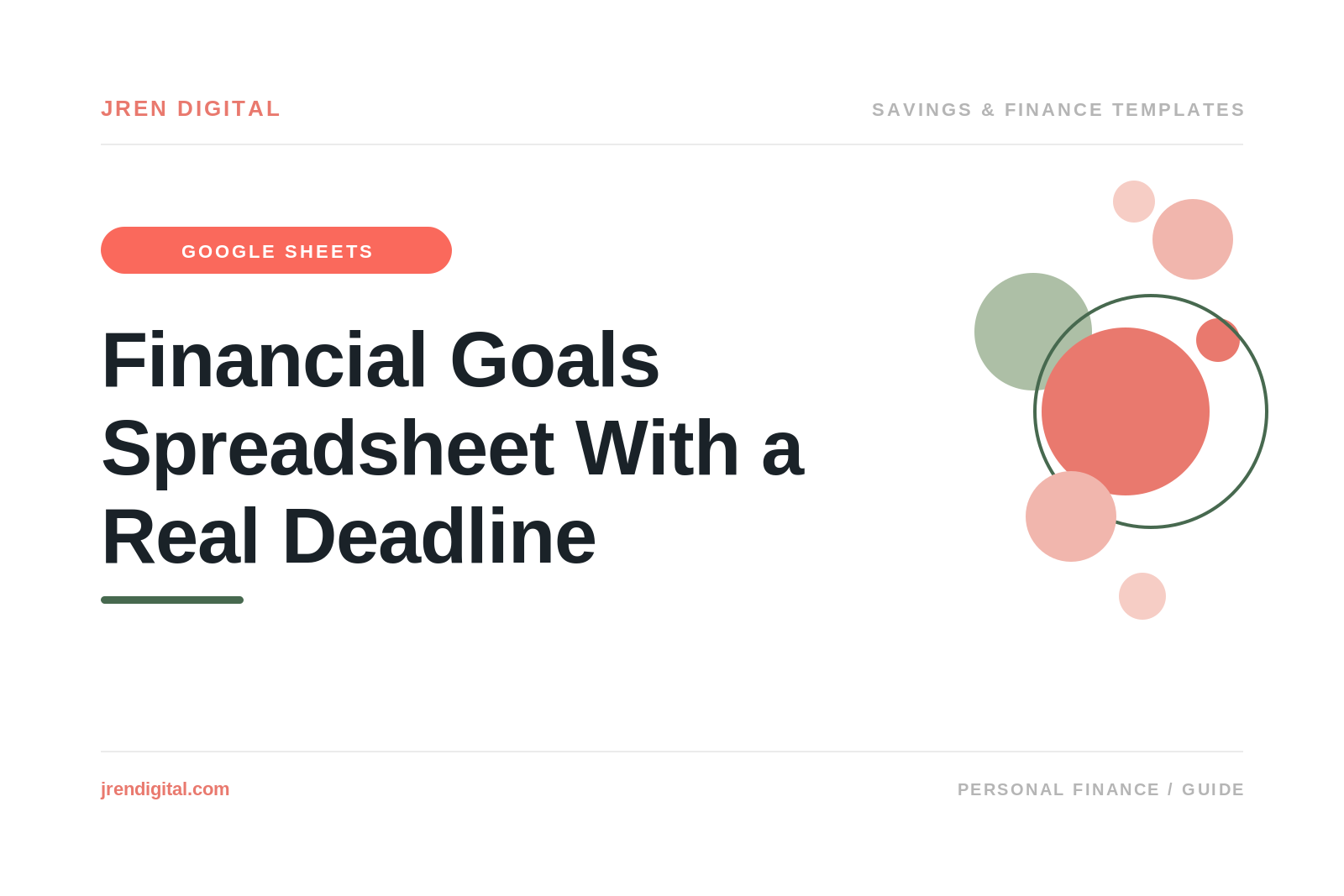 Financial Goals Spreadsheet With a Real Deadline, by JRen Digital