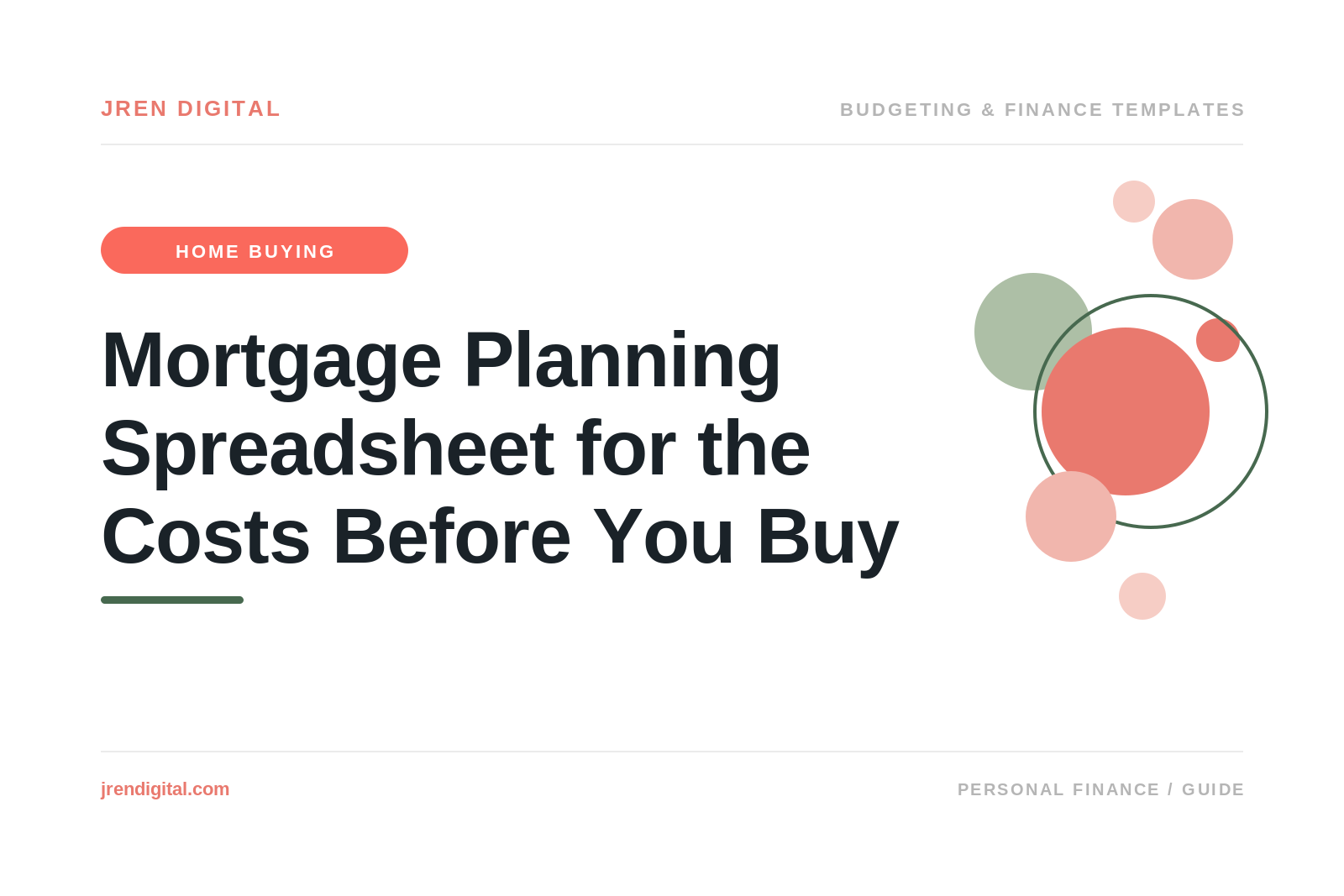 Mortgage Planning Spreadsheet for the True Cost, by JRen Digital