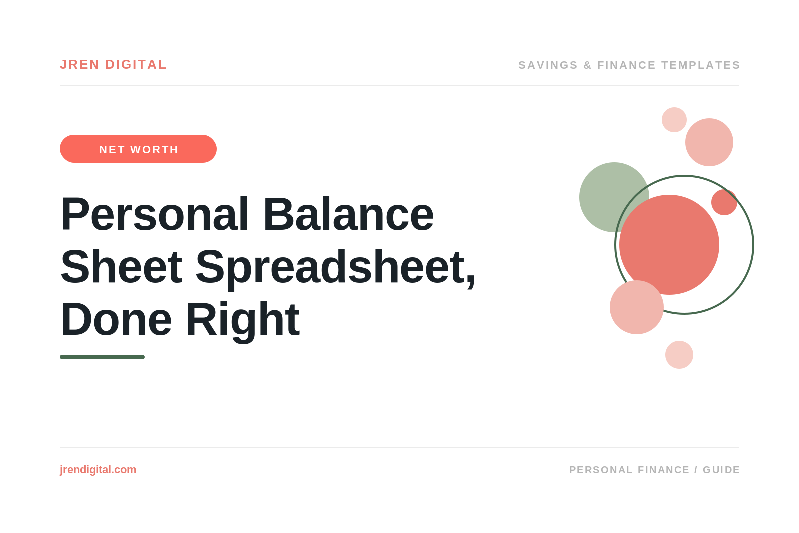Personal Balance Sheet Spreadsheet, Done Right, by JRen Digital
