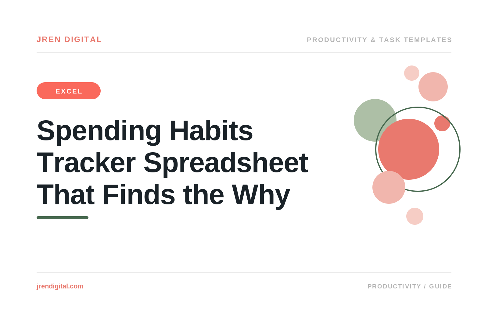 Spending Habits Tracker Spreadsheet: Find Your Why, by JRen Digital