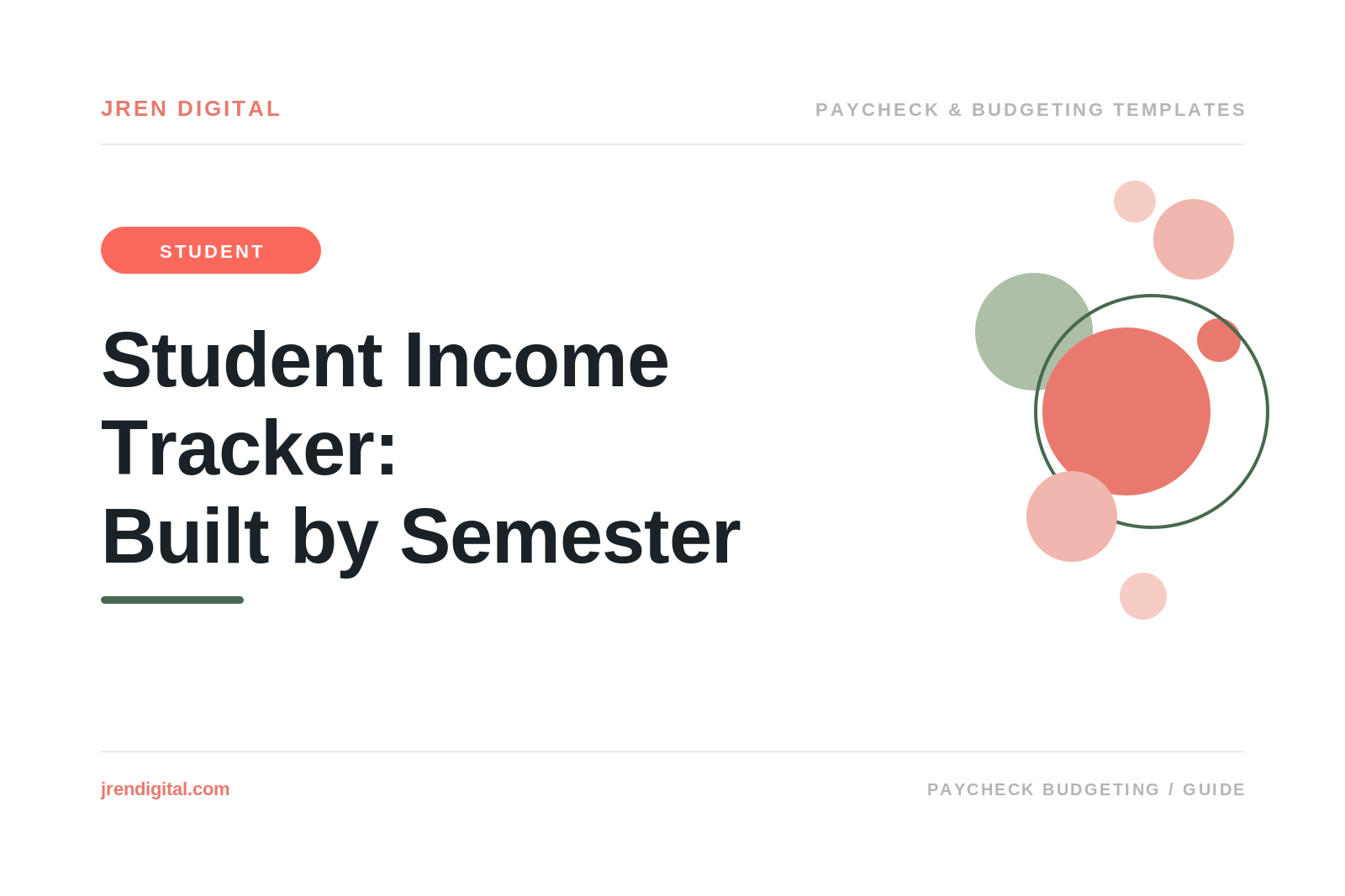 Student Income Tracker Spreadsheet by Semester, by JRen Digital