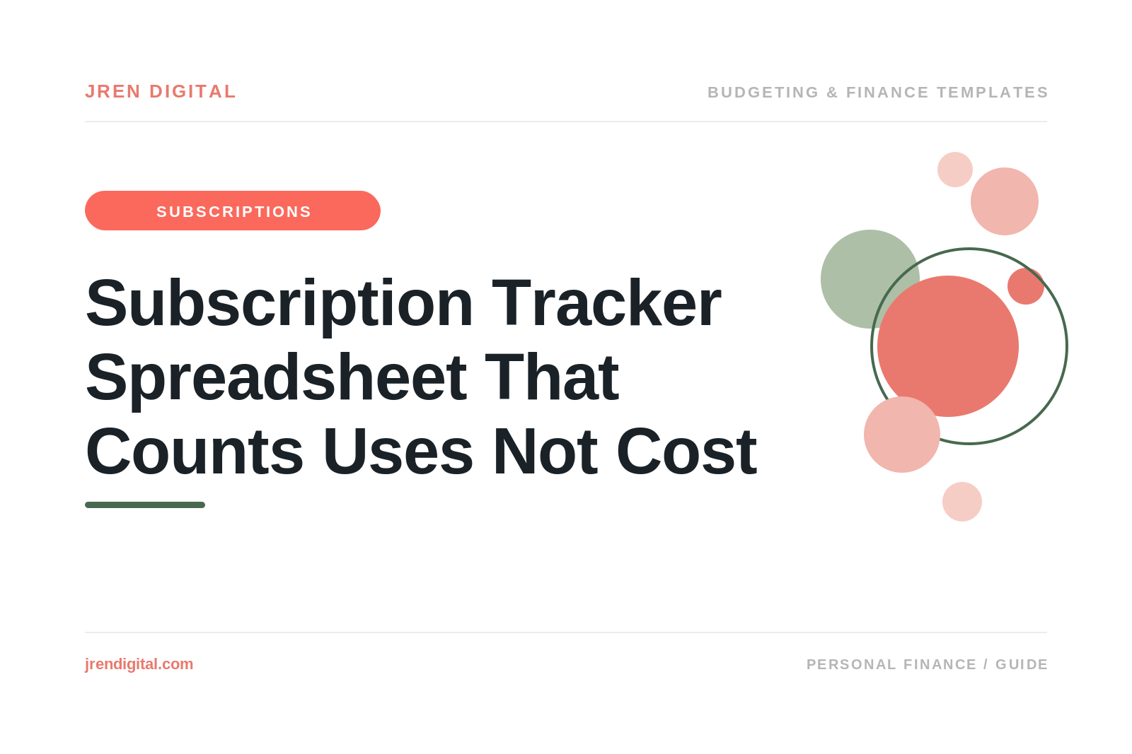 Subscription Tracker Spreadsheet That Finds Real Waste, by JRen Digital