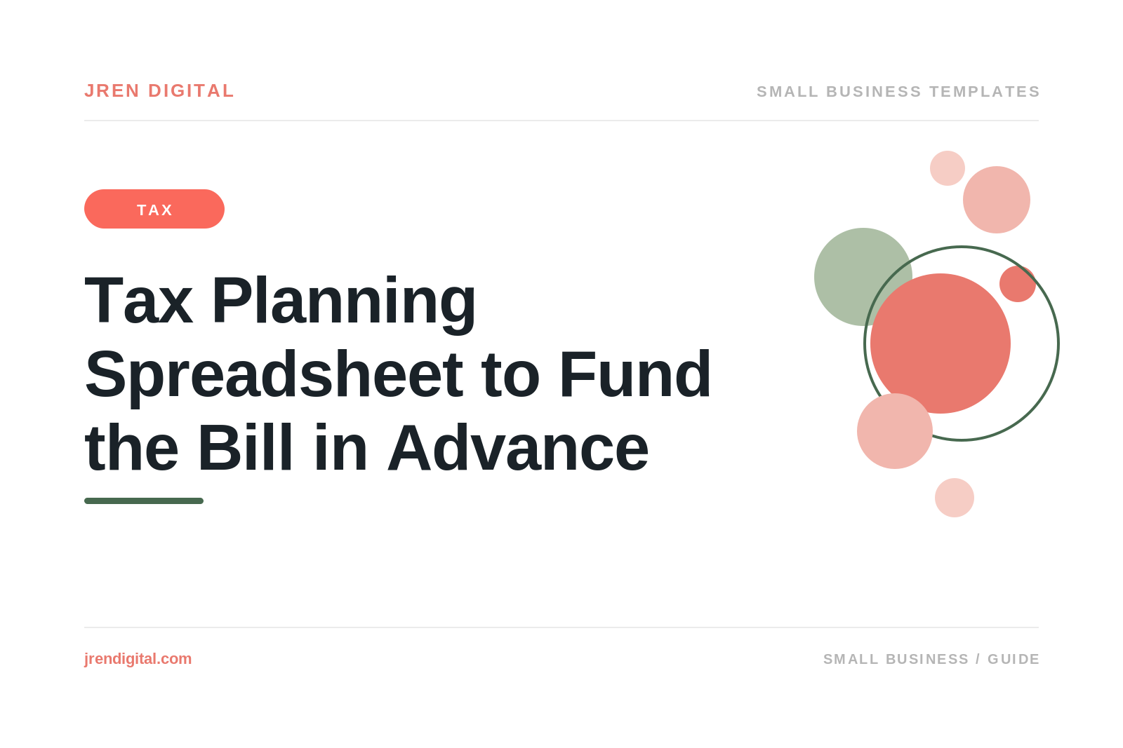Tax Planning Spreadsheet to Fund the Bill Early, by JRen Digital