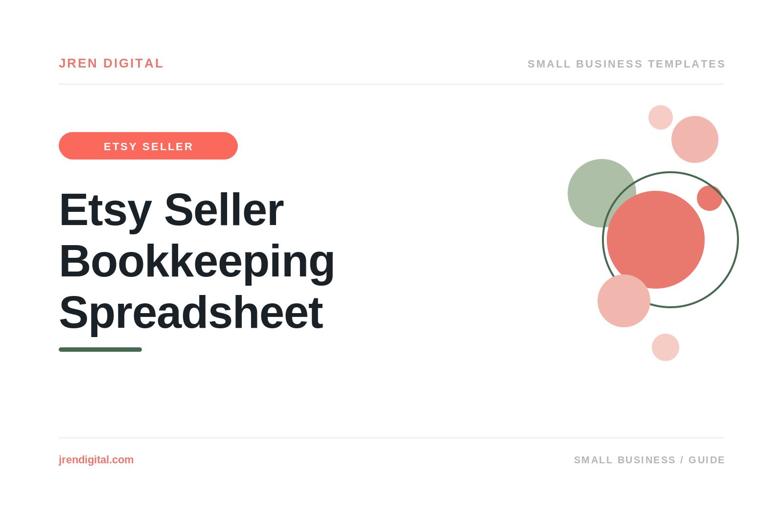 Etsy seller bookkeeping spreadsheet, by JRen Digital