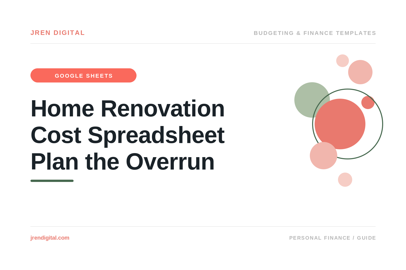 Home Renovation Cost Spreadsheet: Plan the Overrun, by JRen Digital