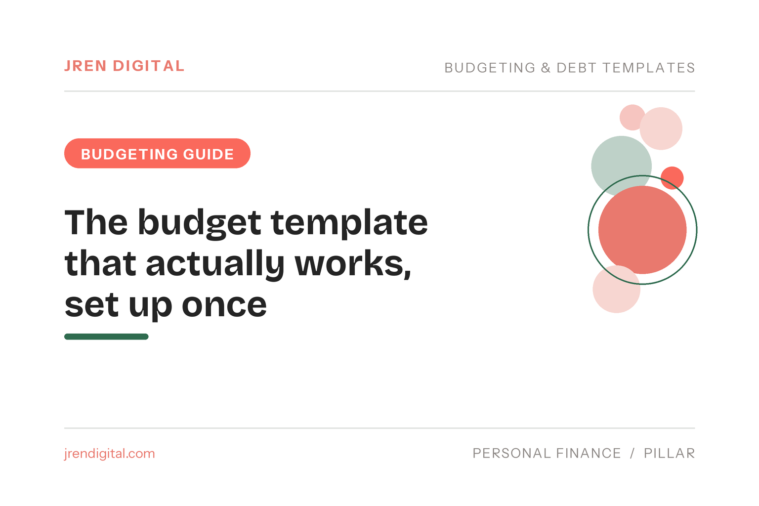 The budget template that actually works, set up once, by JRen Digital