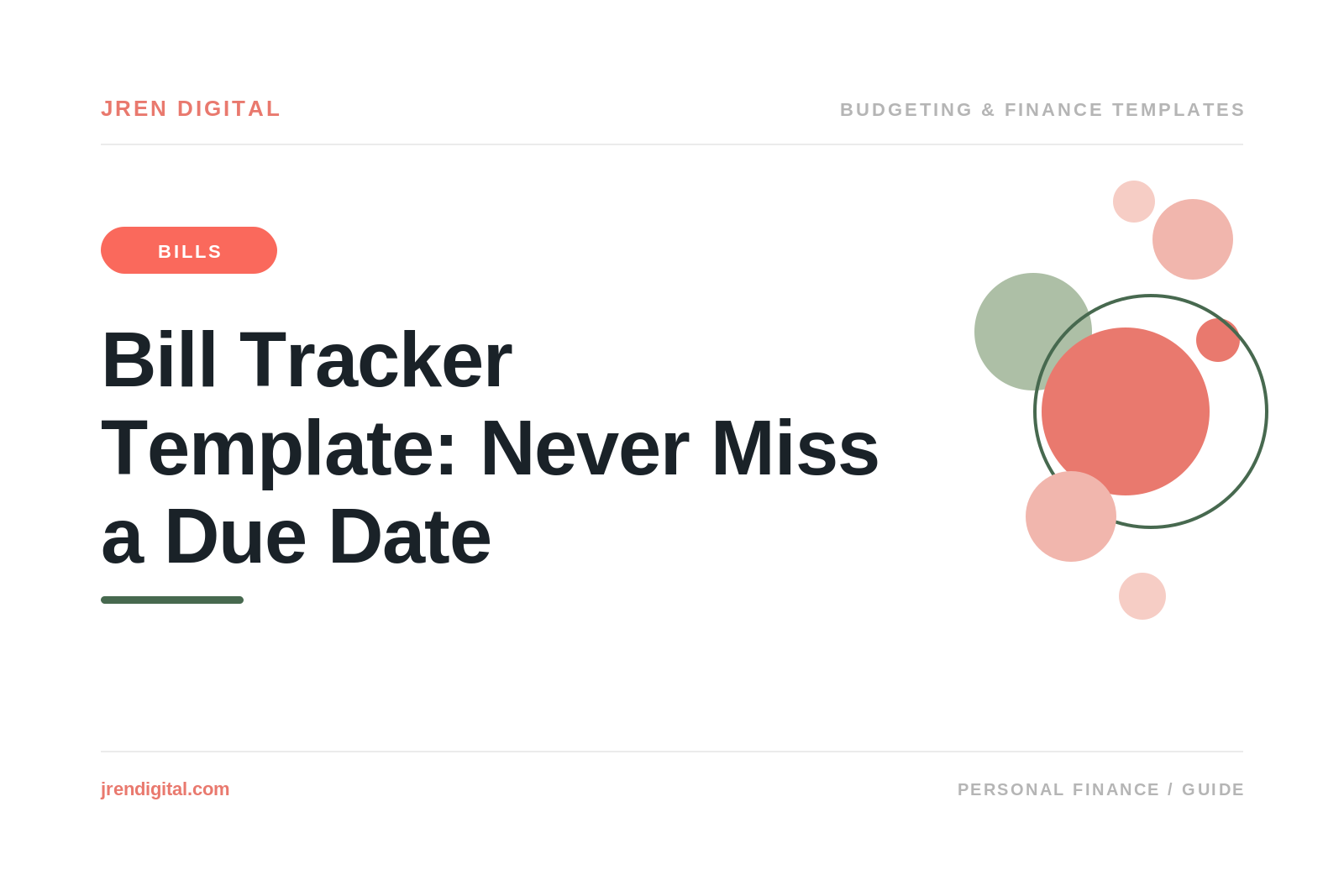 Bill Tracker Template: Never Miss a Due Date, by JRen Digital