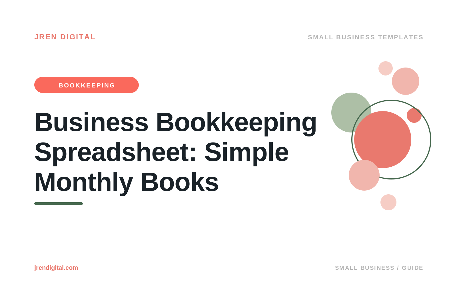 Business Bookkeeping Spreadsheet: Simple Monthly Books, by JRen Digital