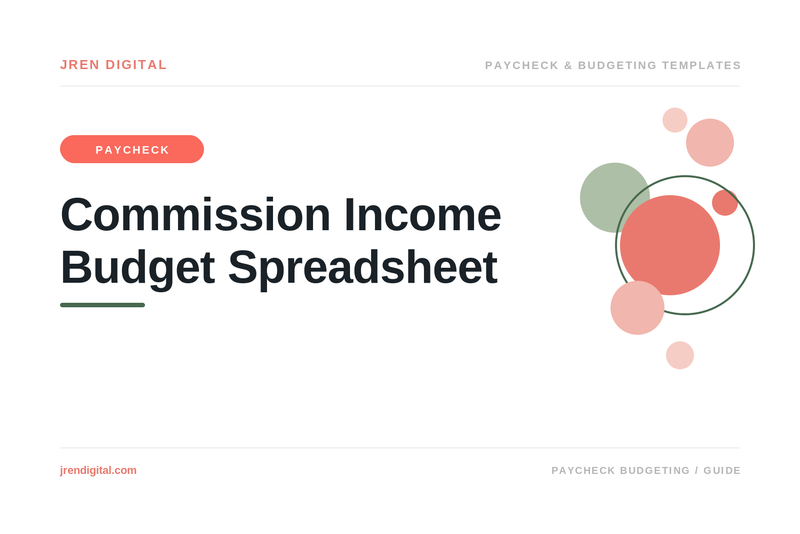 Commission Income Budget Spreadsheet for Lumpy Pay, by JRen Digital