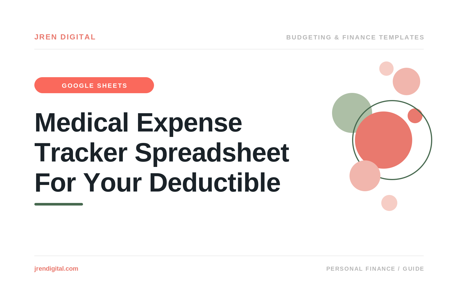 Medical expense tracker spreadsheet by JRen Digital: track costs toward your deductible