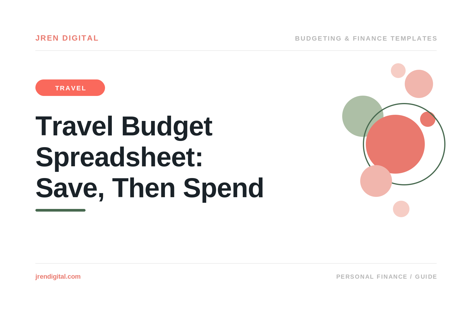 Travel Budget Spreadsheet: Save, Then Spend, by JRen Digital