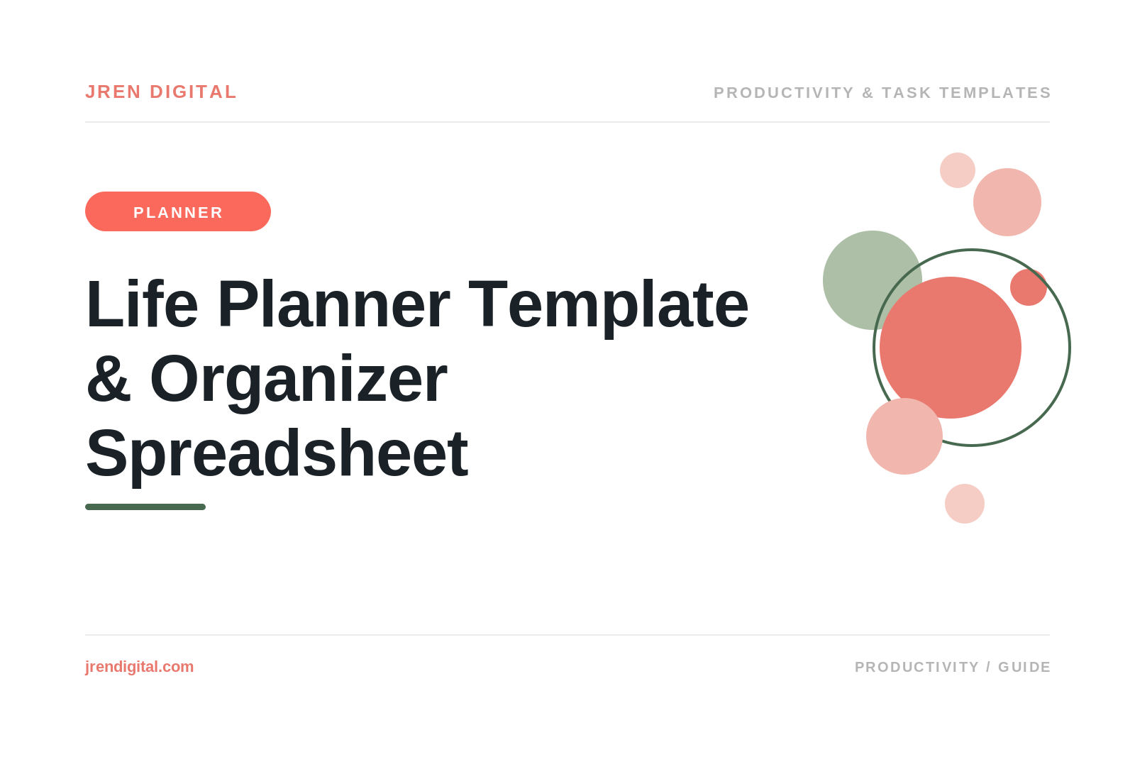 Life Planner Template & Organizer Spreadsheet, by JRen Digital
