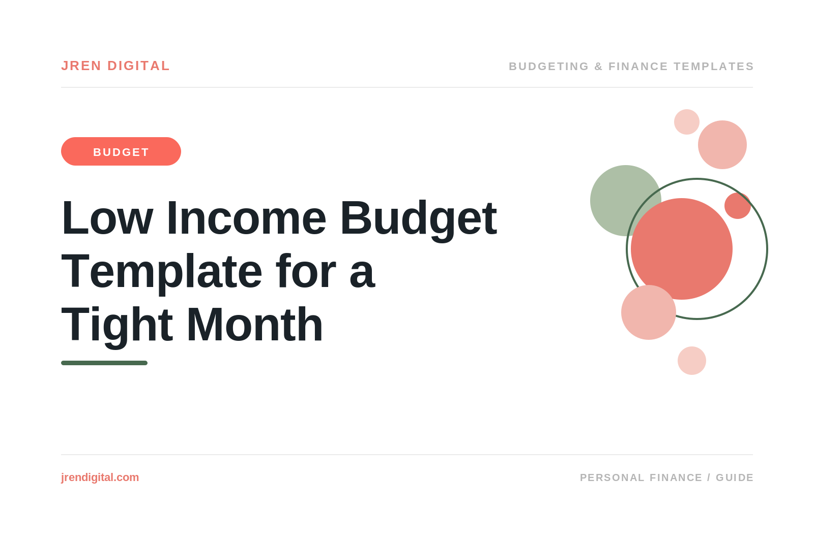 Low Income Budget Template for a Tight Month, by JRen Digital
