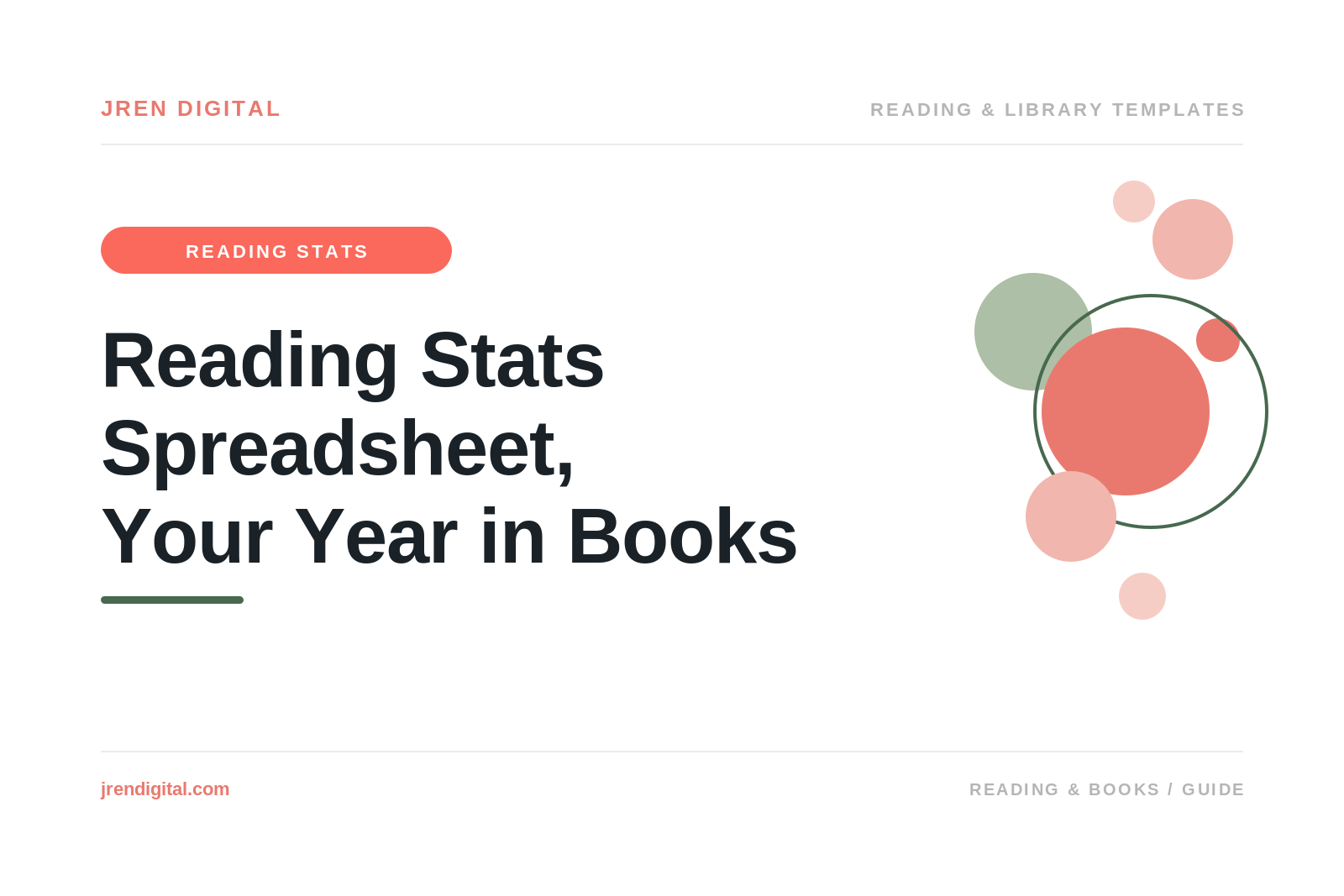 Reading Stats Spreadsheet: Your Year in Books, by JRen Digital