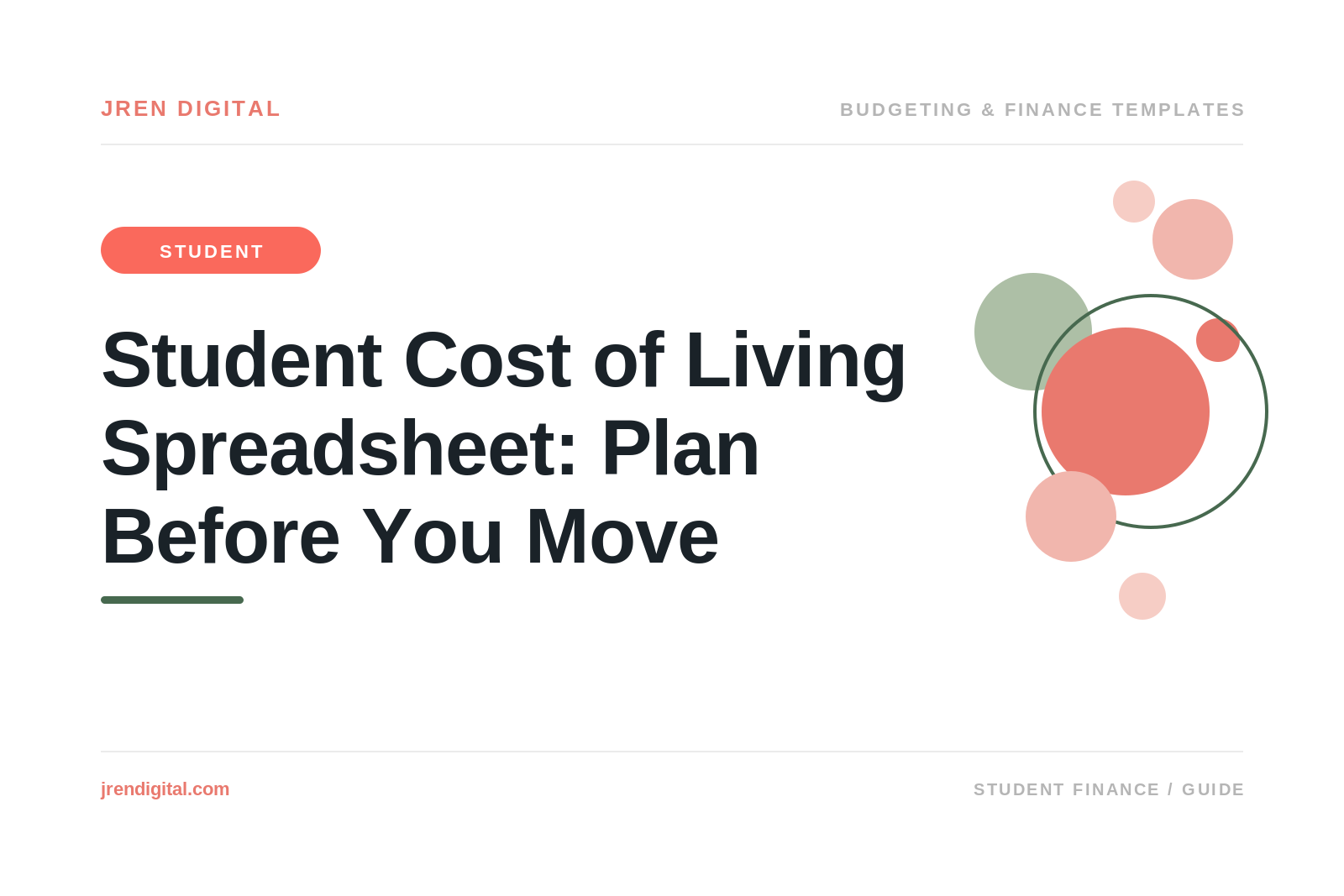 Student Cost of Living Spreadsheet: Plan Before You Move, by JRen Digital