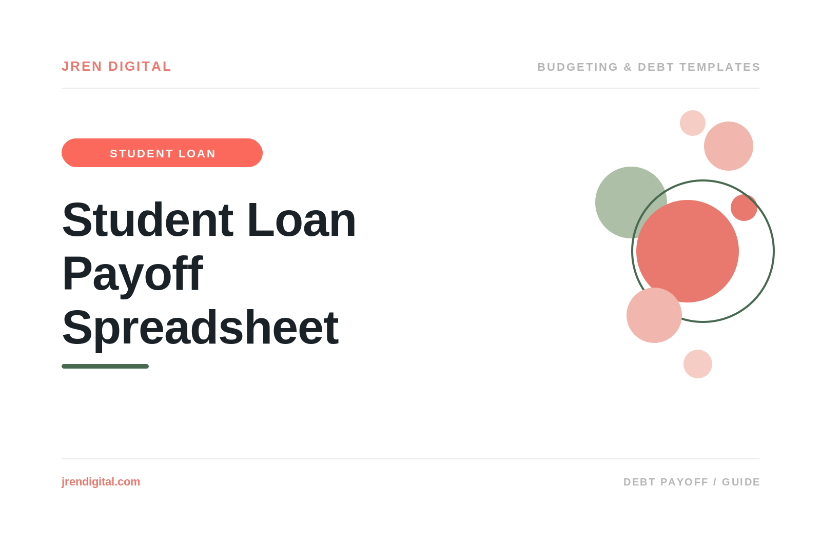 Student Loan Payoff Spreadsheet (Free Date), by JRen Digital