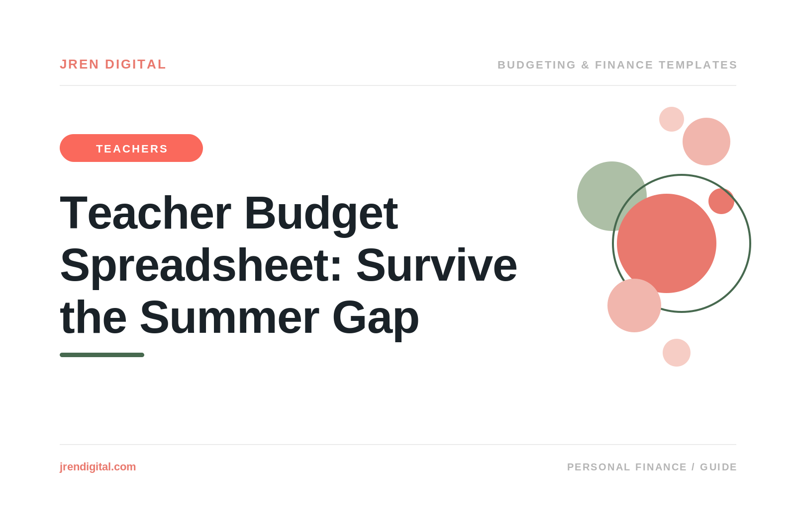 Teacher budget spreadsheet by JRen Digital: fund the summer gap on a ten-month paycheck