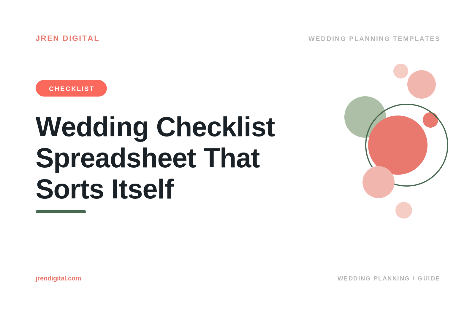 Wedding Checklist Spreadsheet That Sorts Itself, by JRen Digital