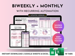 Paycheck Budget 4.0 - Google Sheets & Excel Spreadsheet (Purple)