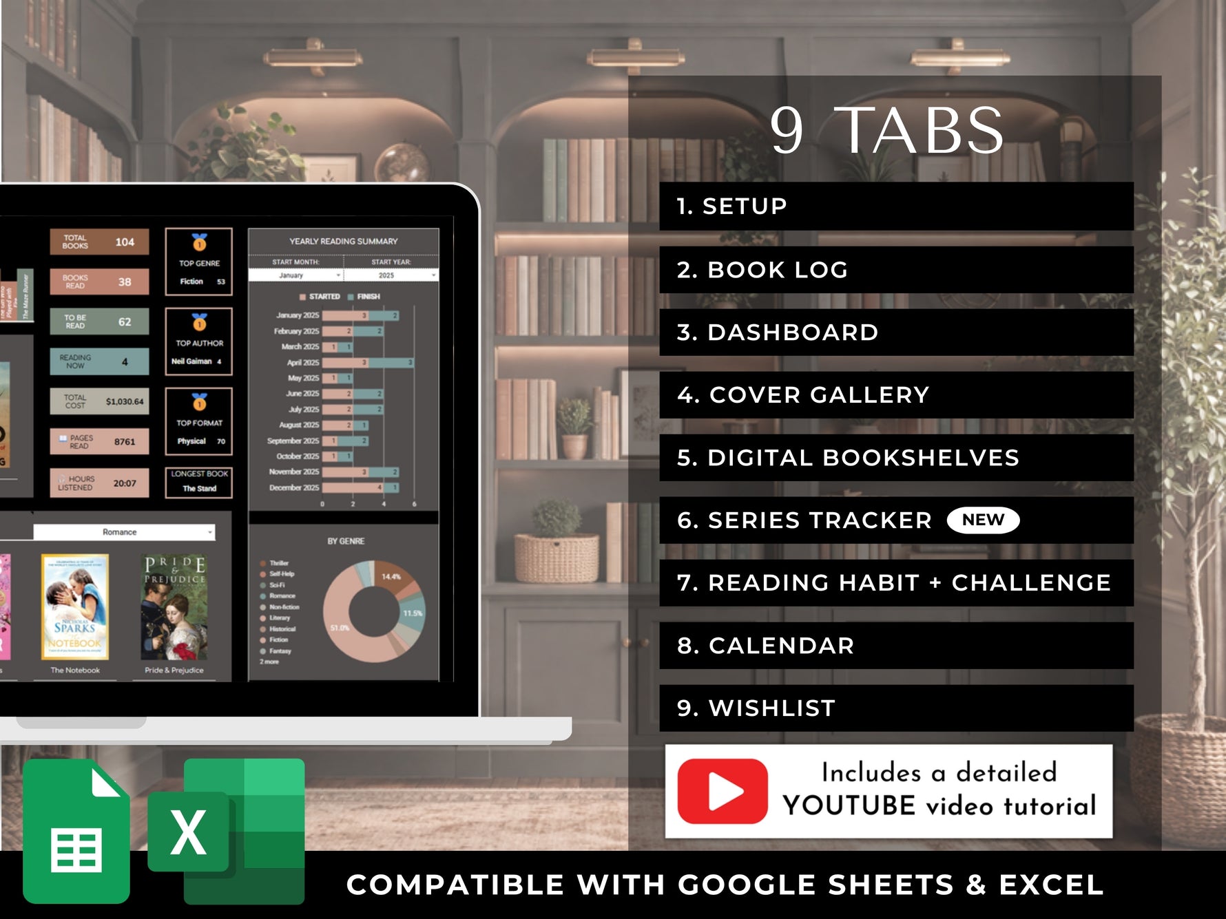 Book Tracker Spreadsheet feature 3 by JRen Digital