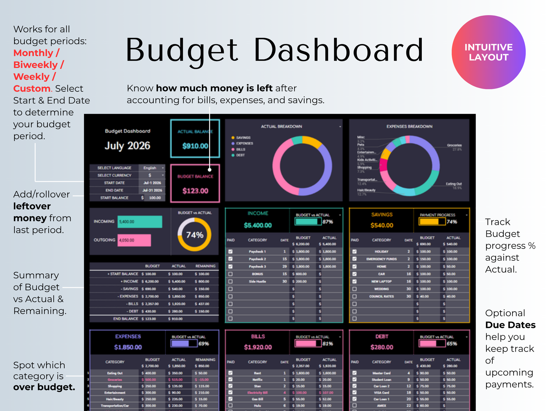 Simple Budget Planner for Beginners (Dark Mode) 3
