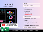 Ultimate Task & Habit Tracker 2.0 - ADHD Friendly | Excel & Google Sheets (Dark Mode) - preview 4