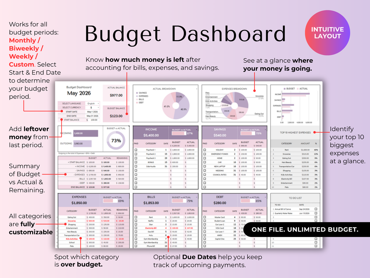Budget dashboard overview