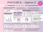 Paycheck Budget 4.0 - paycheck dashboard option 2, all paychecks in one view
