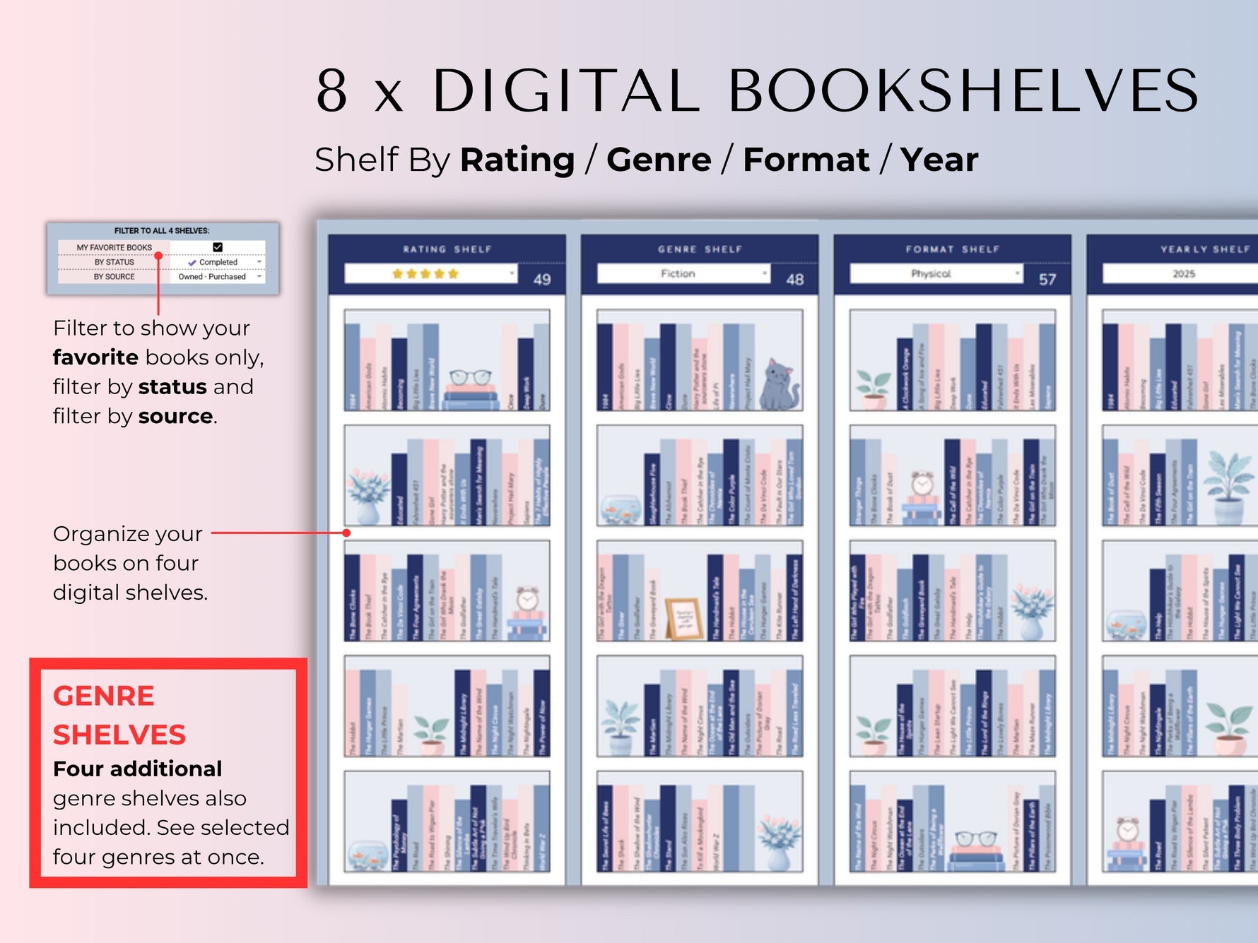 Book Tracker Spreadsheet Blue feature 11 by JRen Digital