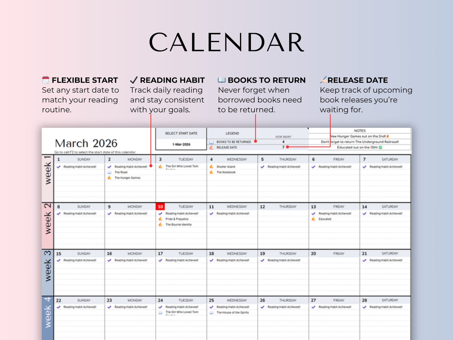 Book Tracker Spreadsheet Blue feature 12 by JRen Digital