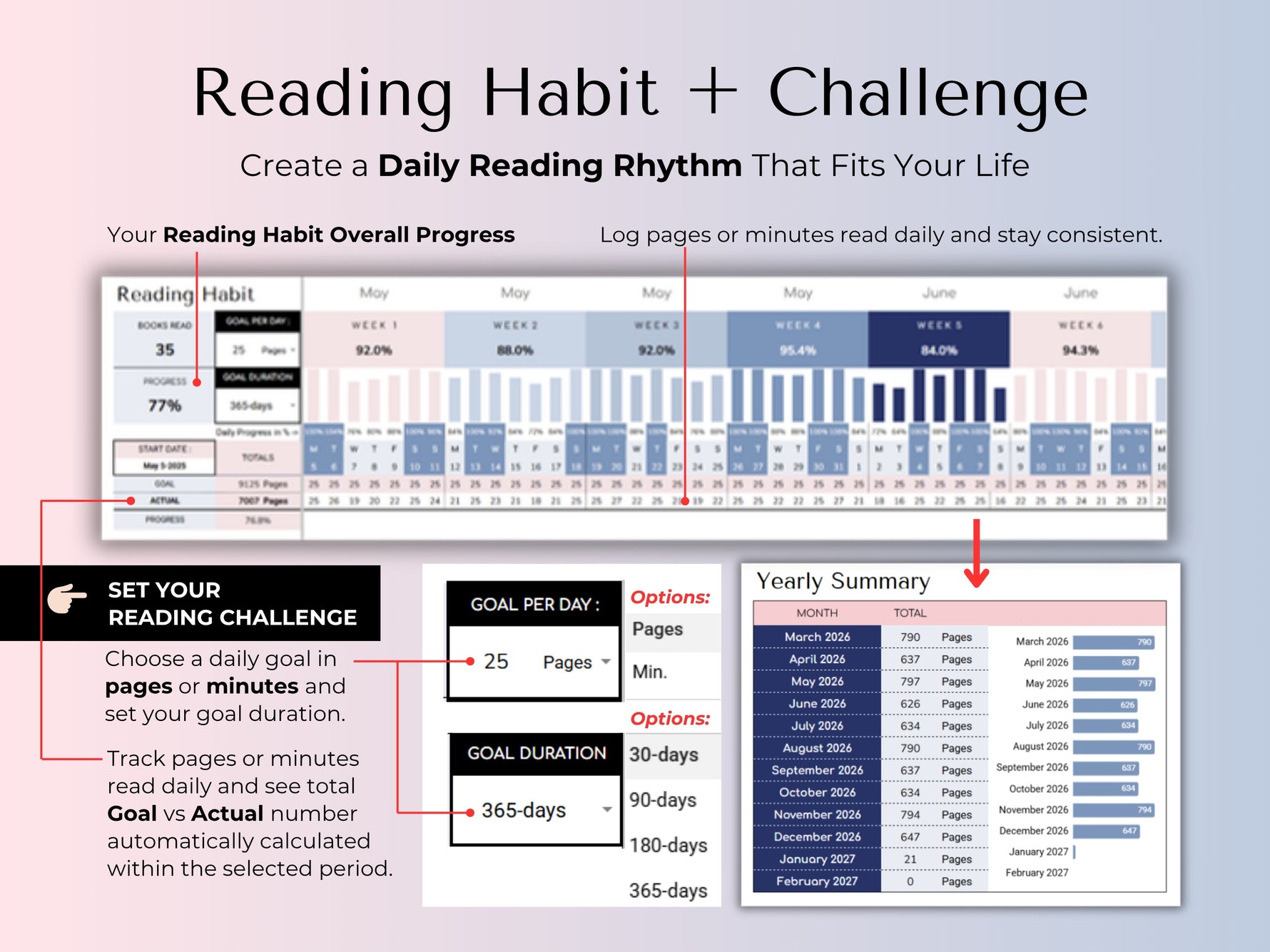 Book Tracker Spreadsheet Blue feature 13 by JRen Digital