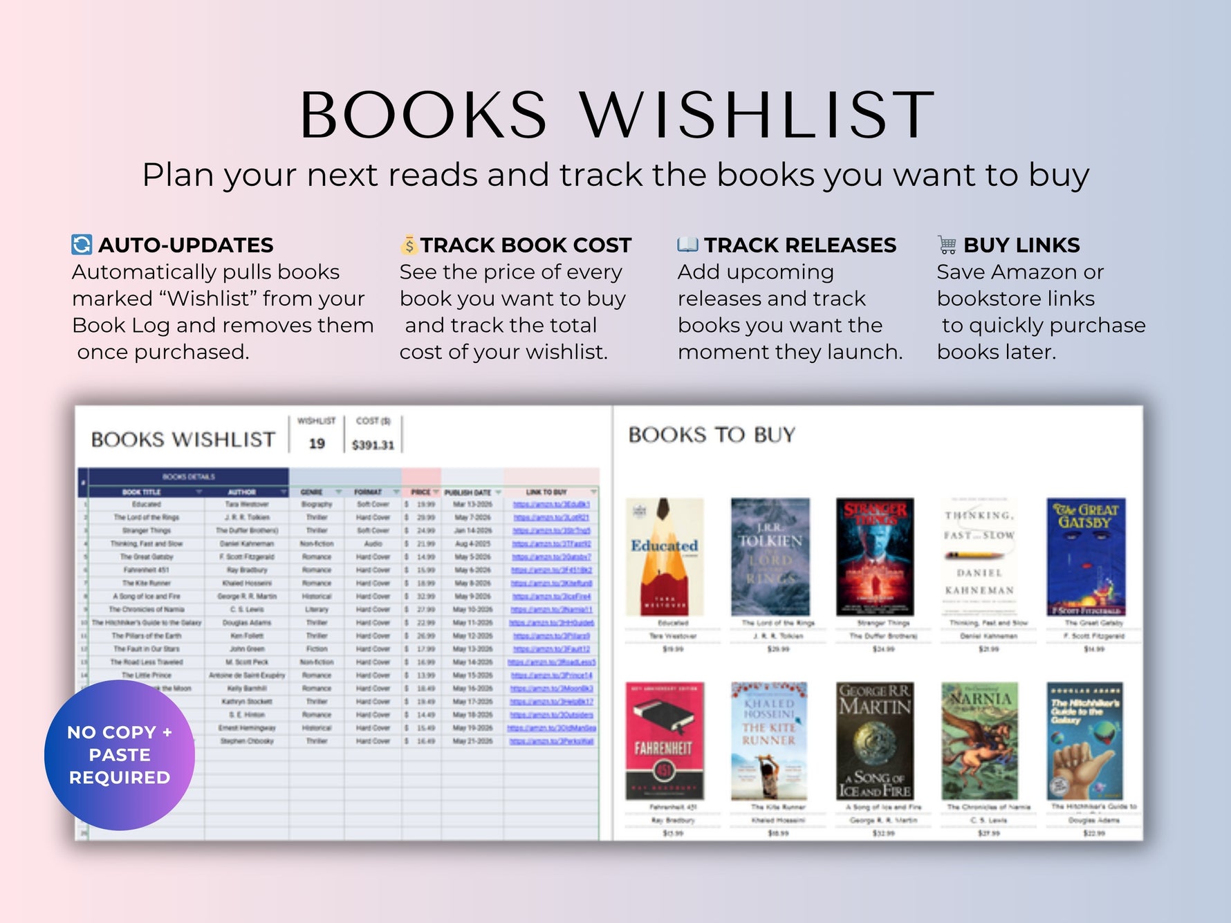 Book Tracker Spreadsheet Blue feature 14 by JRen Digital