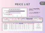 Price list and profit tracker