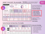 Debt payoff planner and savings sinking funds