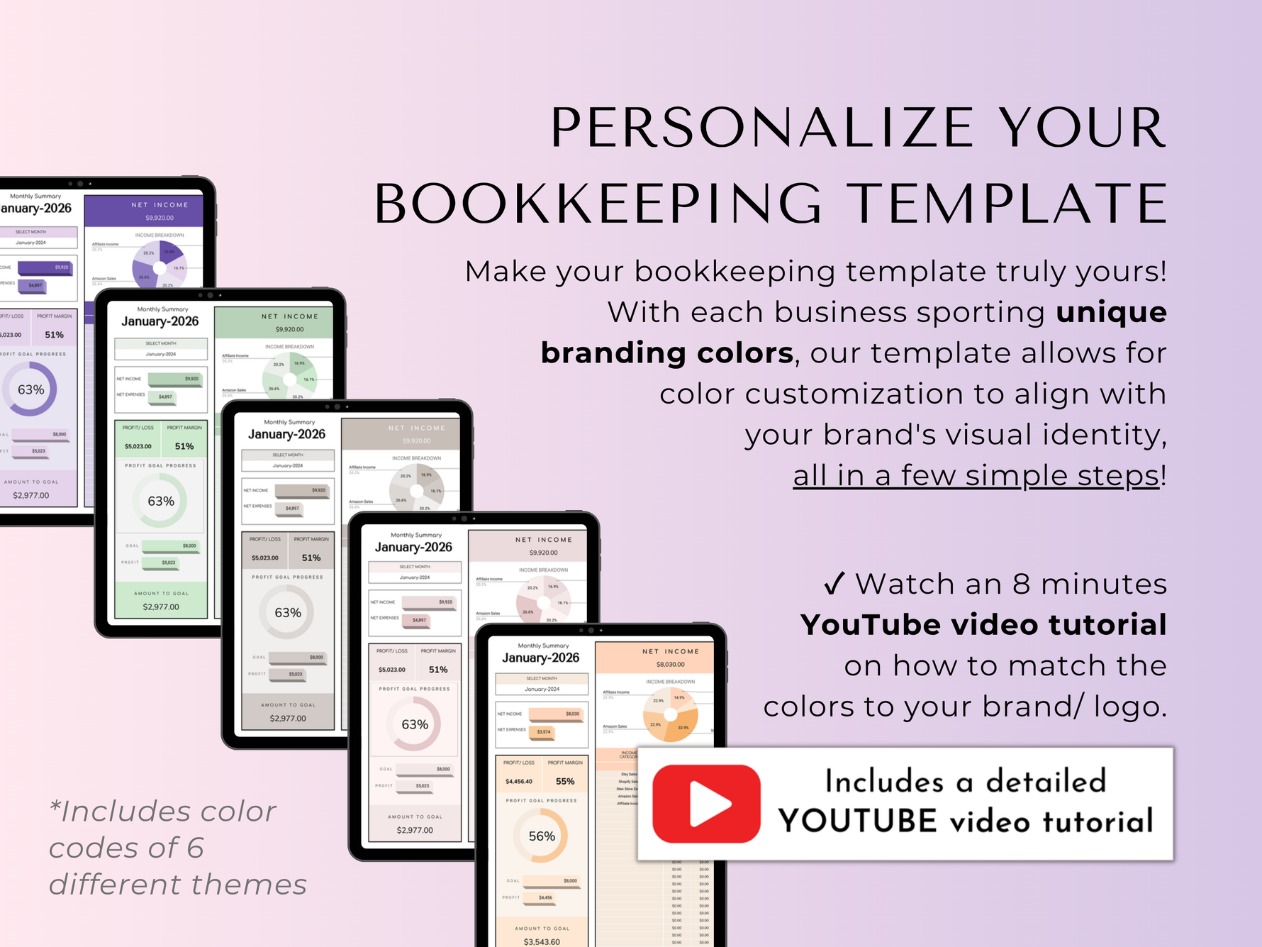 Personalize your template - 6 color themes