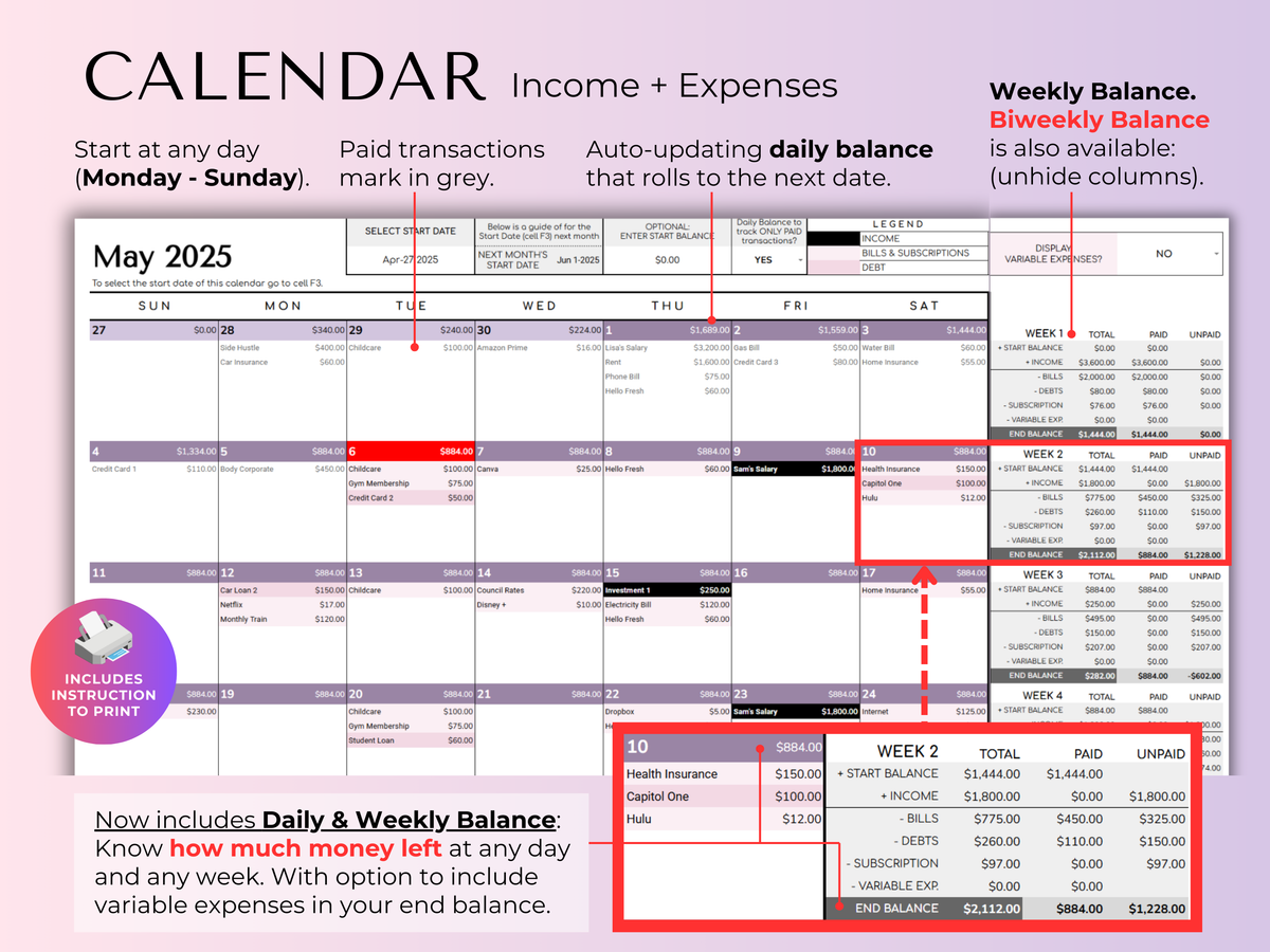 The Ultimate Budget System - Spreadsheet (Purple) - preview 10