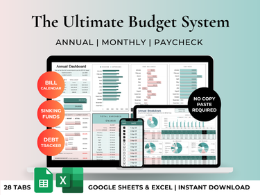 The Ultimate Budget System  - Spreadsheet (Teal Green)