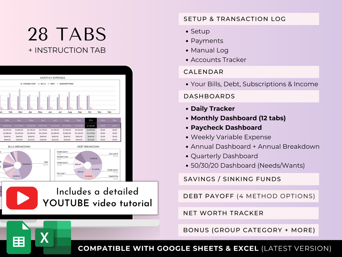 The Ultimate Budget System - Spreadsheet (Purple) - preview 2