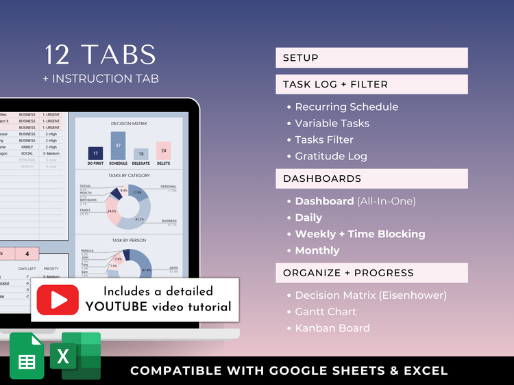 All-In-One Task Tracker – Blue (ADHD Friendly) – JRen