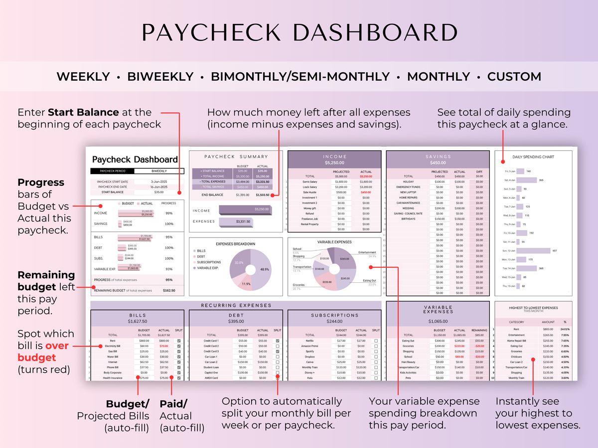 The Ultimate Budget System - Spreadsheet (Purple) - preview 6