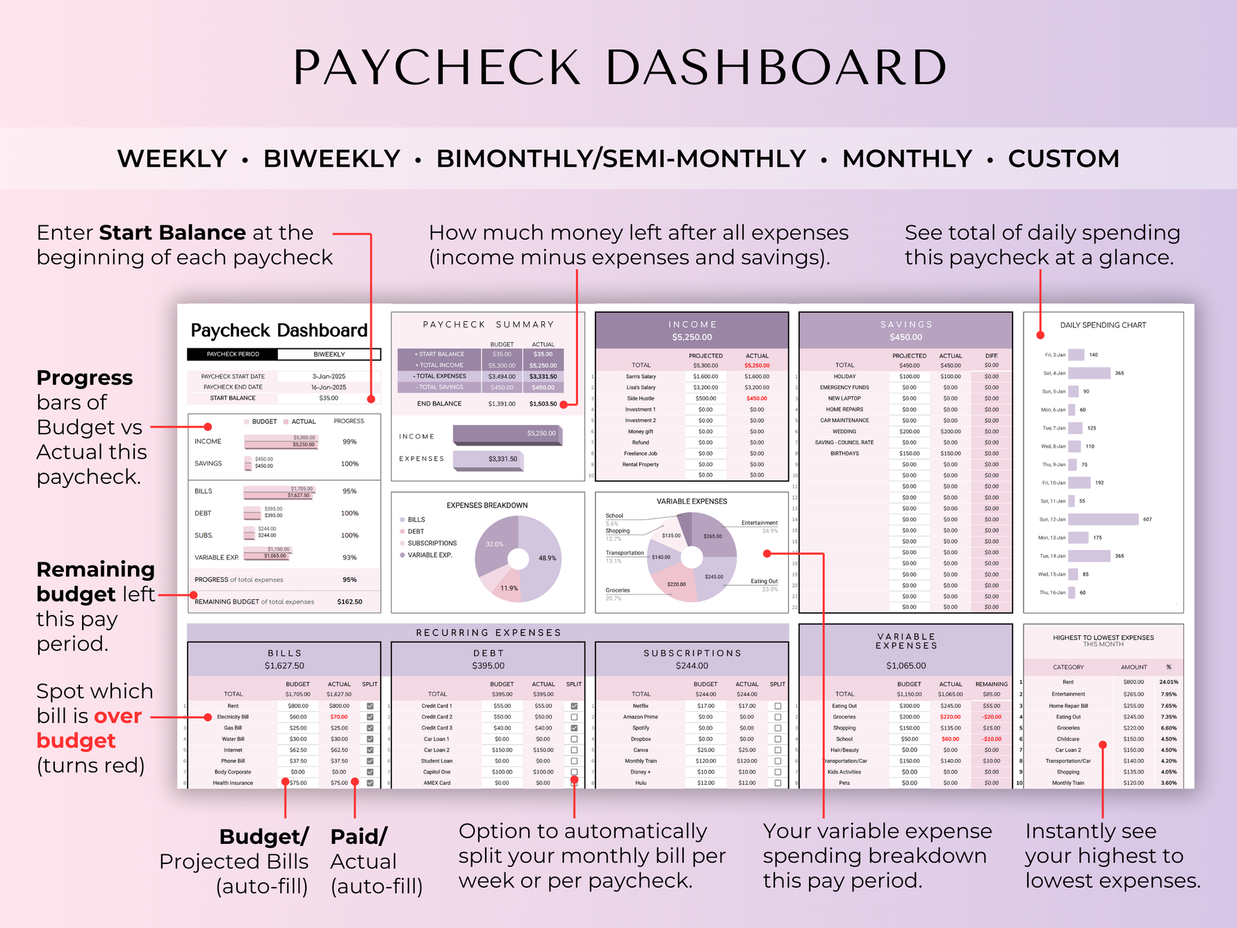 The Ultimate Budget System - Spreadsheet (Purple) - preview 6